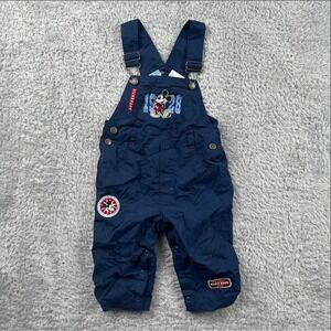 Disney Vintage Mickey Mouse Baby Overalls Navy Blue 18M Snap Inseam